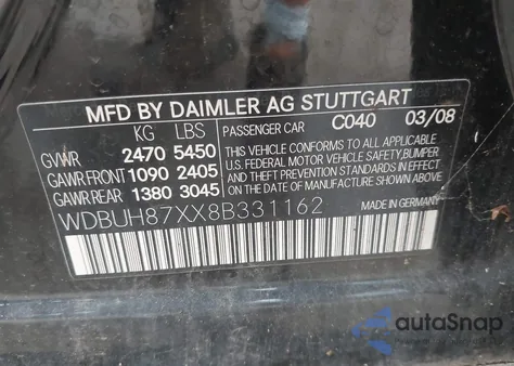 2008 Mercedes-Benz E 350 4Matic из США, поврежденный, VIN WDBUH87XX8B331162